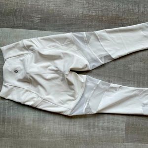 Lululemon white leggings with mesh